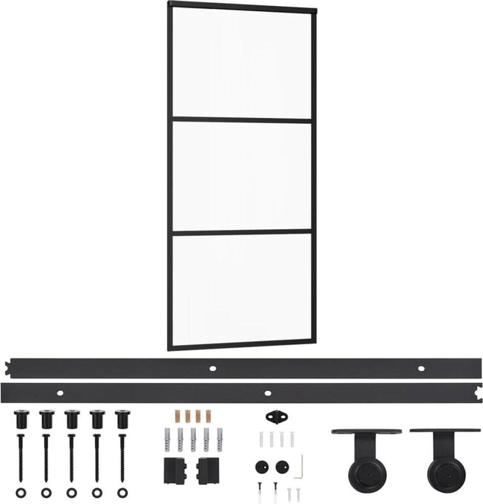 vidaXL Schiebetür mit Beschlag ESG-Glas & Aluminium 90x205 cm