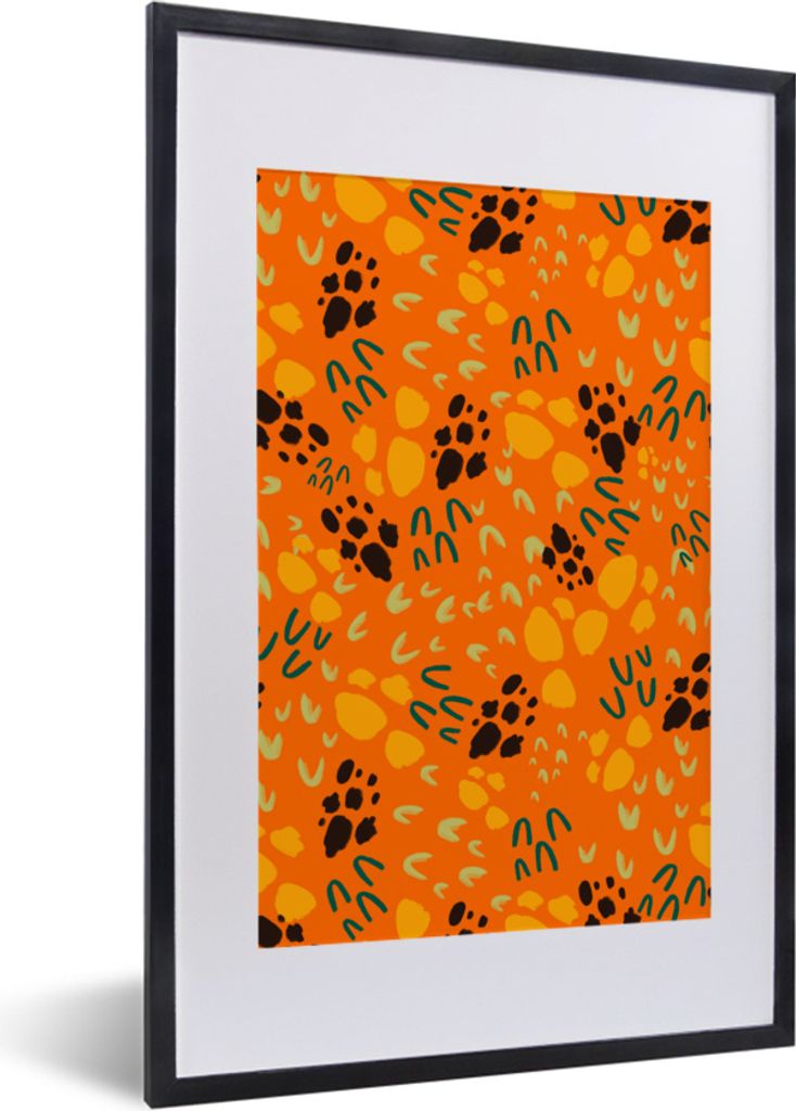 MuchoWow MuchoWow Gerahmtes Poster Orange - Sporen - Muster 40x60 cm - Poster mit zchwarzem Bilderrahmen - Poster in Rahmen
