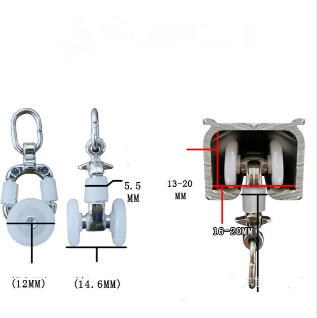 20 Stück Doppel-Gleitrollen für Gardinenschienen aus Kunststoff mit Lenkrollen aus Aluminiumlegierung – Richtungsgebundene Vierkanträder aus A...