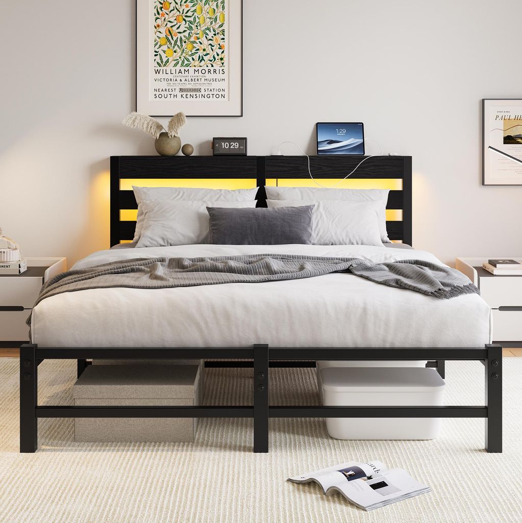 Zerbaco Polsterbett 140x200 cm, mit LED-Beleuchtung und Produktbild 