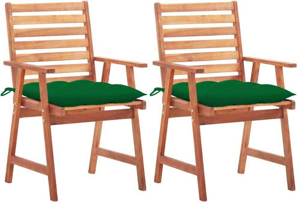 Garten-Essstühle 2 Stk. mit Kissen Massivholz Akazie