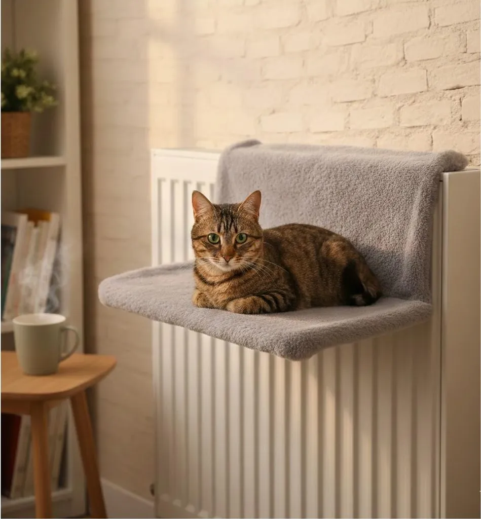 Hamac chat radiateur Chill peluche déhoussable et cadre métal résistant