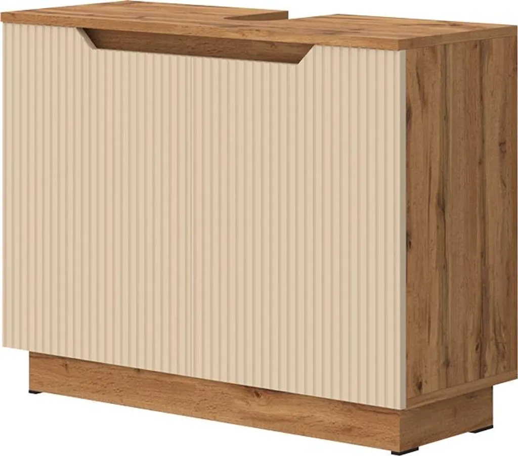 Mobile Sottolavabo Bagno Vicco Lotta Rovere e Cashmere - 80cm 2 Ante
