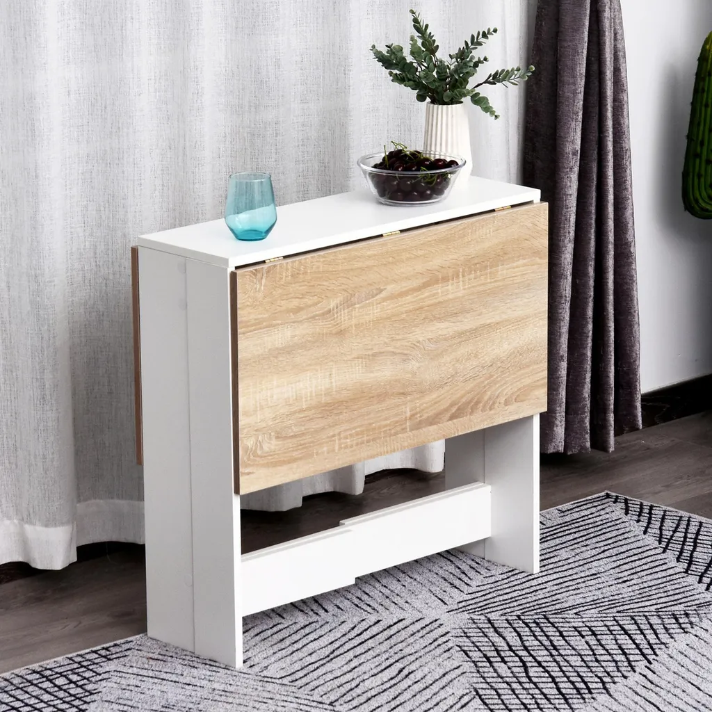 Table à Manger Pliante Gain de Place 103 cm Design Scandinave Bois - 6