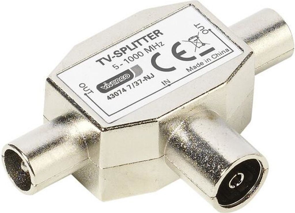 TV Zweifachverteiler, 2x Koaxial Stecker