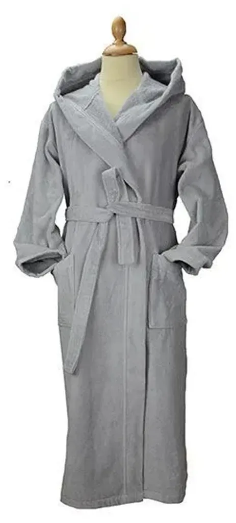 ARTG Peignoir Deluxe femmes à capuche velours gris clair LT5195 S-M