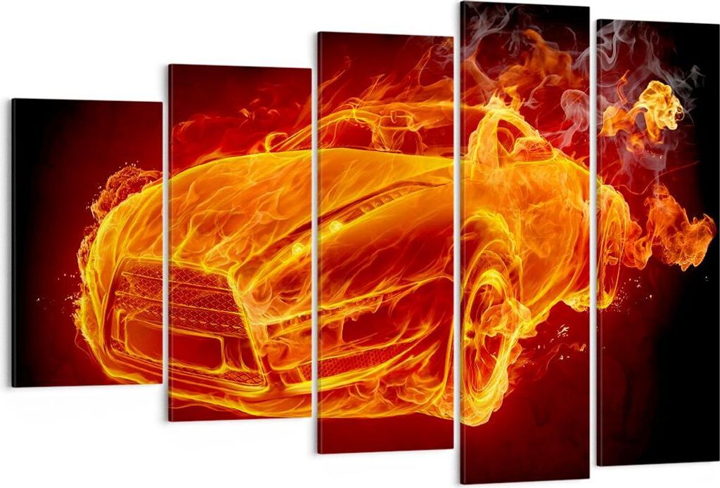 Bild auf Leinwand - Leinwandbild - Auto Flammen Räder - Produktbild 