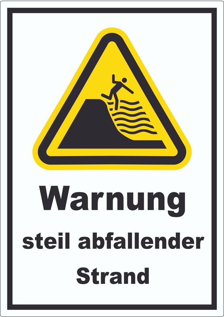 Aufkleber Warnung steil abfallender Strand A7 (74x105mm)
