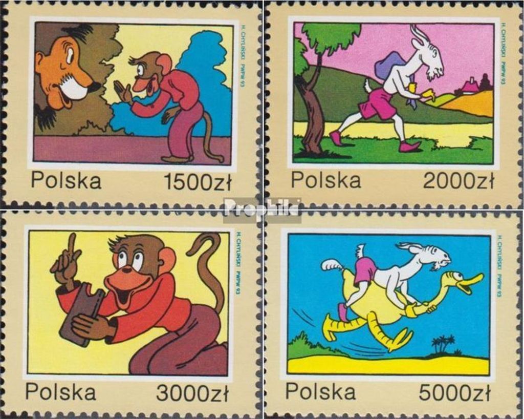 Briefmarken Polen 1993 Mi 3452-3455 (kompl.Ausg.) gestempelt Makuszynski