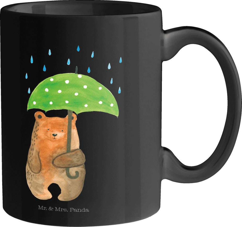Mr. & Mrs. Panda Tasse Bär Regenschirm - Schwarz - Geschenk, Familie, Bedruckte, Freunde, Pärchen, Teetasse, Teddy, schöne, Kaffeebecher, Liebes...