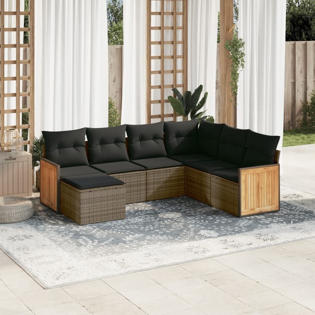 Maison Exclusive - 7-tlg. Garten-Sofagarnitur mit Kissen Grau Poly Rattan