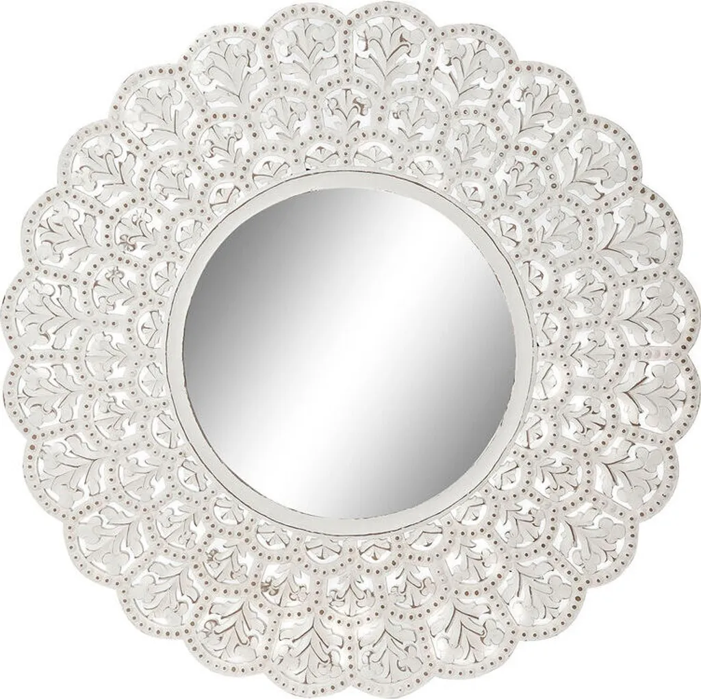 Grand miroir décoratif carré Home ESPRIT blanc vieilli style bohème