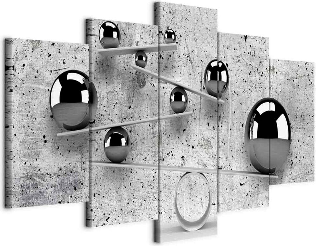 Italienischer Leinwand Leinwandbild - Balls and Concrete (5 Parts) Wide 200x100 cm 3D a-B-0081-b-m