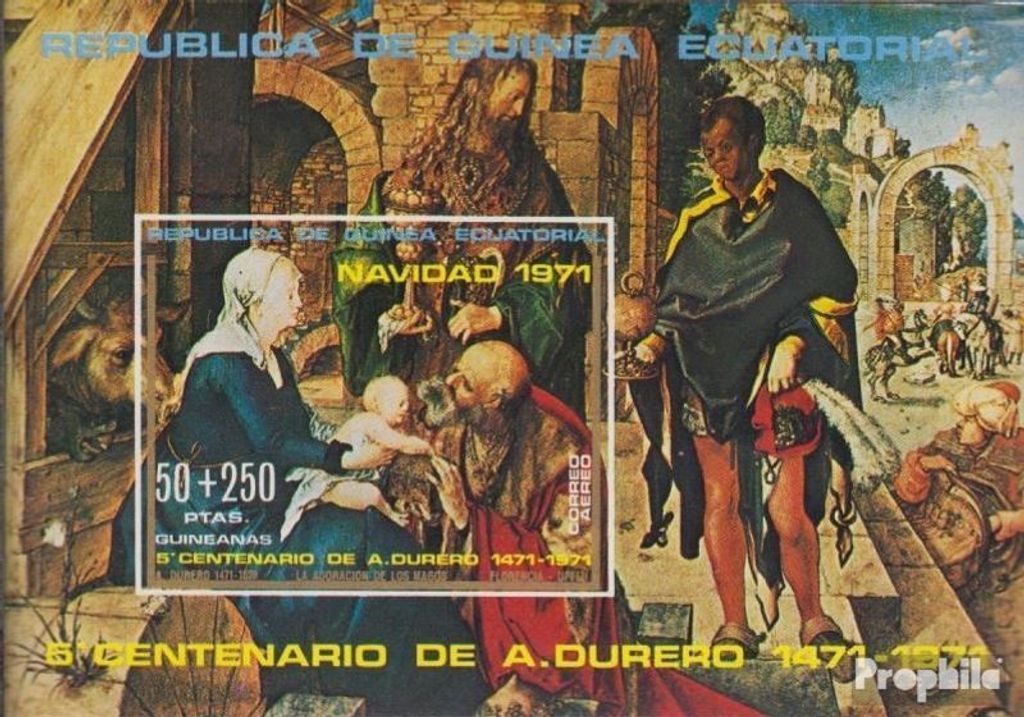 Briefmarken Äquatorialguinea 1972 Mi Block6 (kompl.Ausg.) postfrisch Weihnachten 71: Madonnengemälde