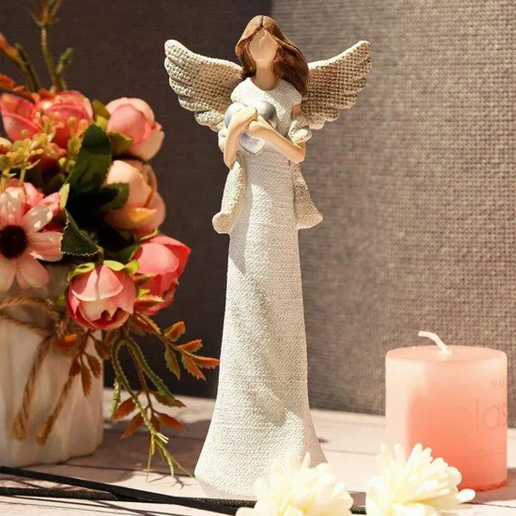 Ange Décoratif 19 cm avec Ailes Détaillées - Finition Blanche Premium