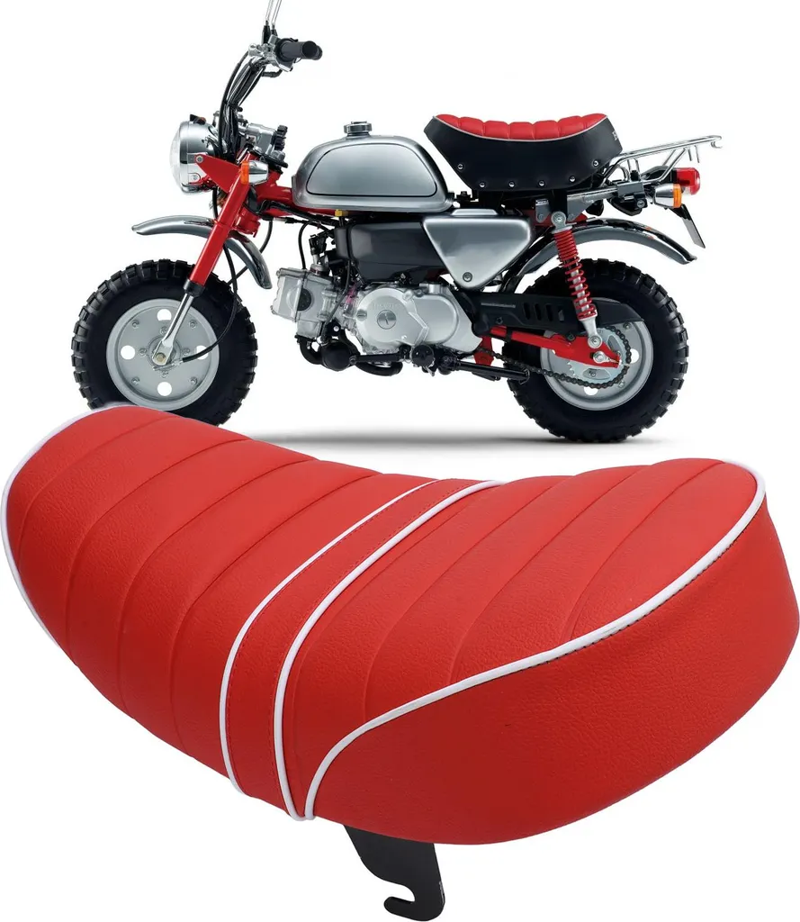 Mini sella per bicicletta, in Pelle finta rossa idrorepellente con supporto fisso per moto Z50 Z50J Z50R Z50M Z50Z Monkey Trail