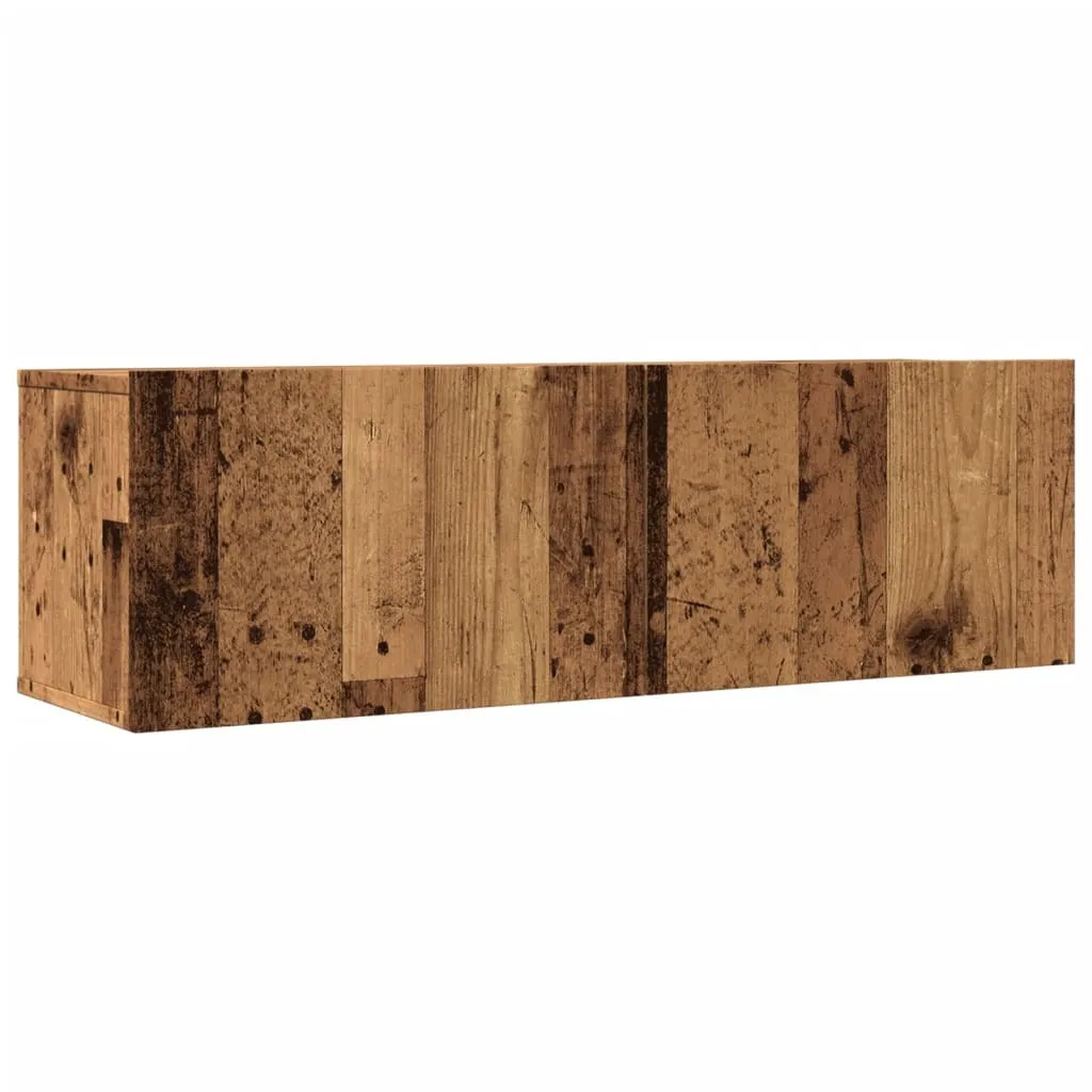 SYFAX™ Mobile TV Sospeso 2pz Legno Antico 100x30x30 cm | Design Vintage