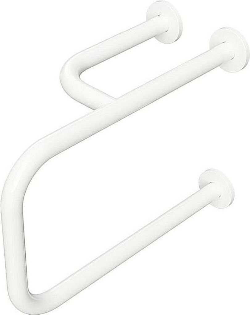 BELP Stützgriff Links Eisen Weiß mit Abdeckung 235x380x516 mm, 120 kg Traglast für Bad & WC >> zum Bohren