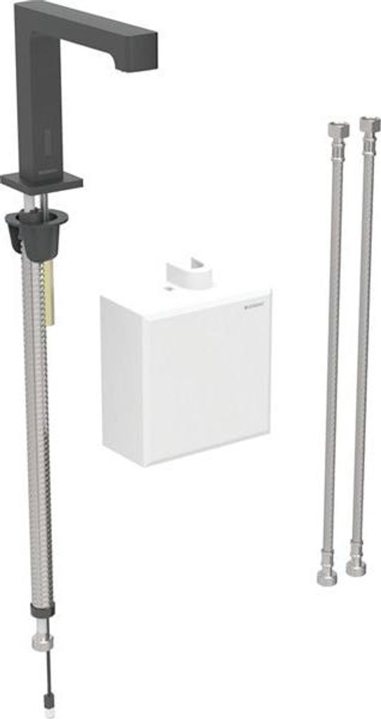 Geberit Brenta Waschtischarmatur, Ausladung 195mm, Batteriebetrieb, mit Thermostatmischer, mit AP-Funktionsbox, 116.178.14.1
