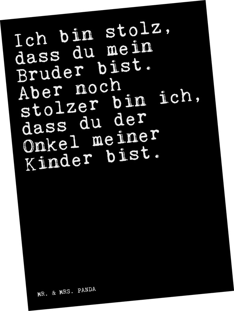 Mr. & Mrs. Panda Postkarte Ich bin stolz, dass... - Schwarz - Geschenk, Ansichtskarten, Neffe Geburt, Ansichtskarte, Bruder, Onkel, Grußkarte, Spr...