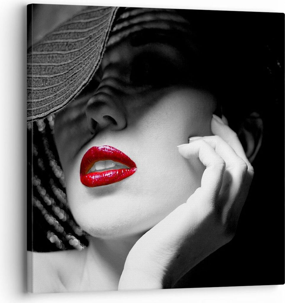 Bild auf Leinwand - Leinwandbild - Frau Gesicht Lippen - 30x30cm - Wand Bild - Wanddeko - Wandbilder - Leinwanddruck - Bilder - Kunstdruck - Wandde...