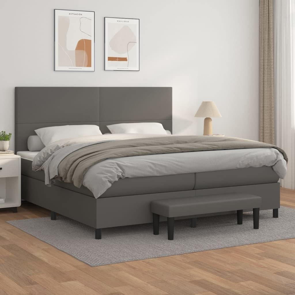 Maison Exclusive - Boxspringbett mit Matratze Grau 200x200 cm Kunstleder