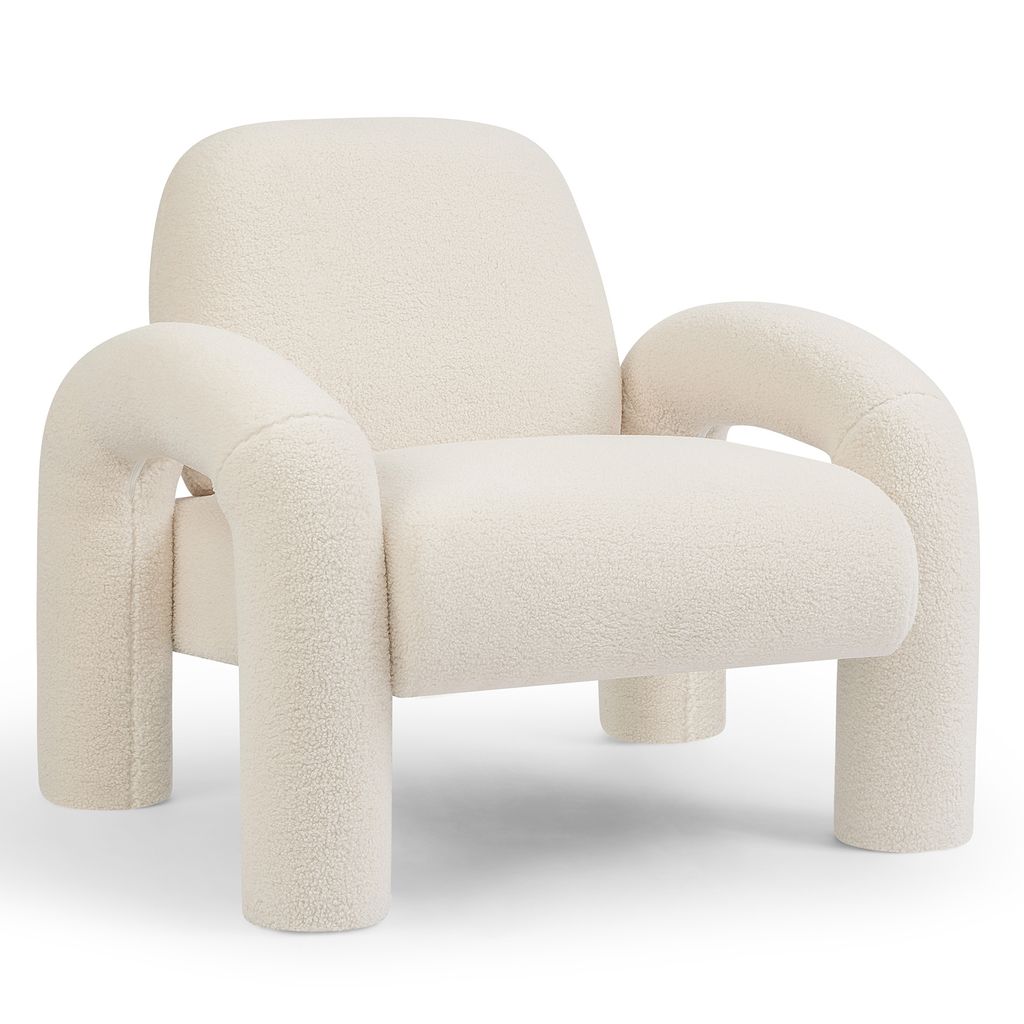 Makika Loungesessel Einzelsofa Lia aus Bouclé in Weiß Produktbild 