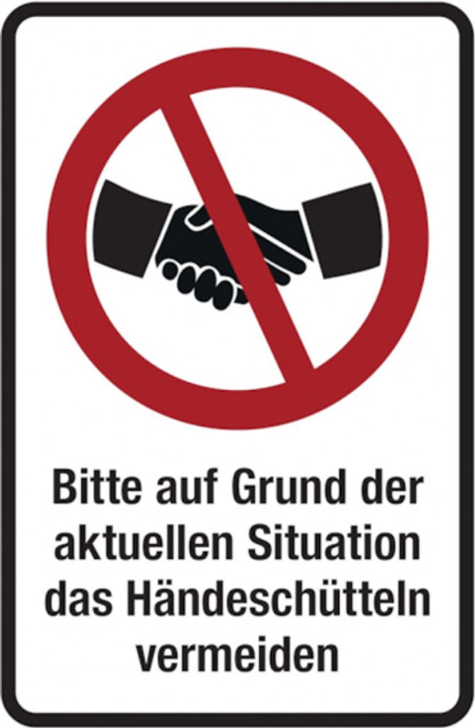 Dreifke Aufkleber Hinweisschild, Händeschütteln vermeiden, Folie, 150 x 100 ...
