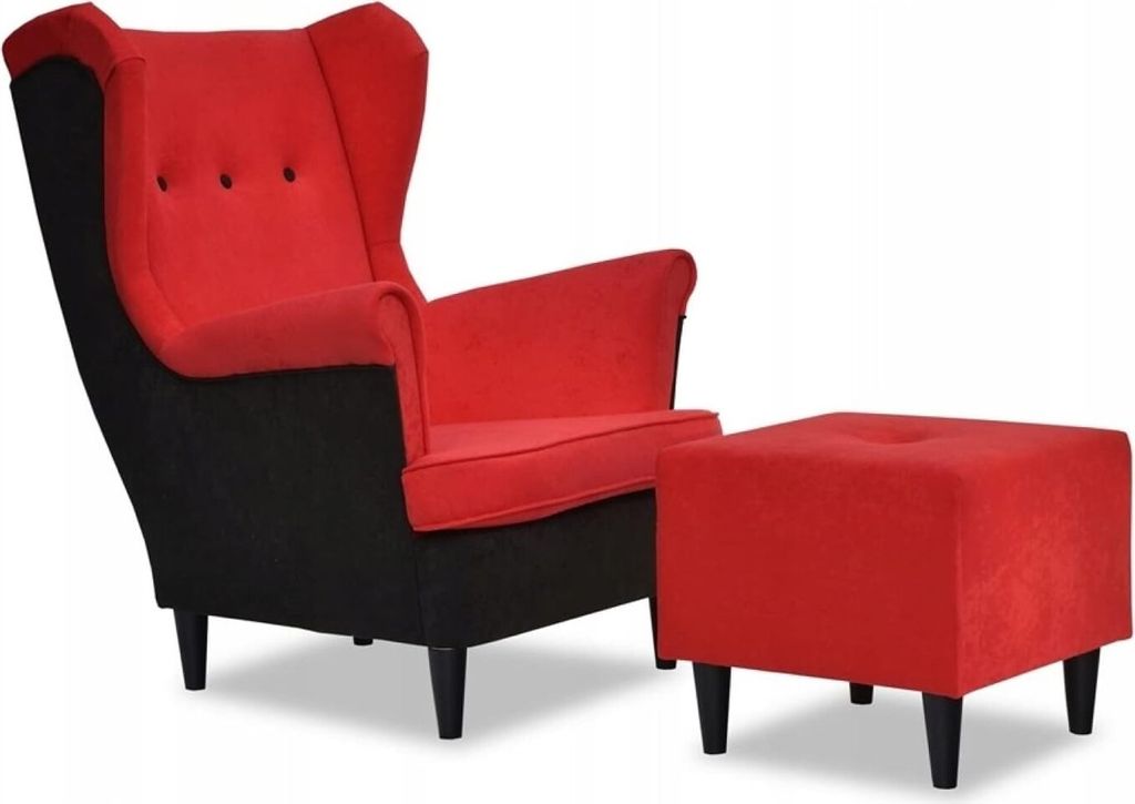 Family Meble Ohrensessel mit Hocker Ari Duo Relaxsessel Skandinavisch Bequemer Sessel Loungesessel Fernsehsessel Wohnzimmer Schlafzimmer Büro (M34...
