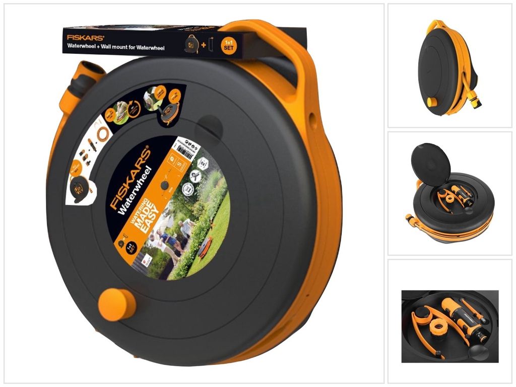 Súprava navijaka Fiskars s hadicou 3/8 15 m a nástenným Obrázok produktu 