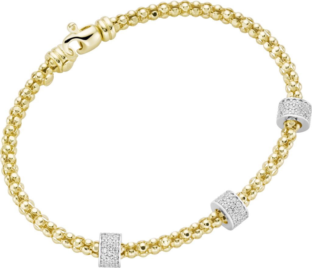 Armspange Smart Jewel Himbeerkettenoptik, Rondelle mit Zirkonia Steinen, Silber 925 Silber - vergoldet Bicolor 16 cm