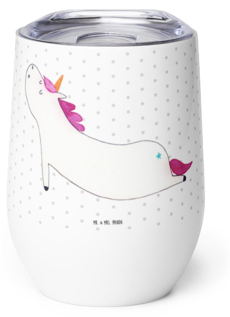 Mr. & Mrs. Panda thermosbecher Einhorn Yoga - Weiß - Geschenk, Edelstahlbecher, Einhörner, kaffee tasse, Süß, Entspannung, Thermo Becher, Unico...