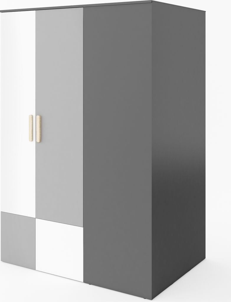 Eckschrank POK 130x93 cm graphit/buche ibsen/hellgrau