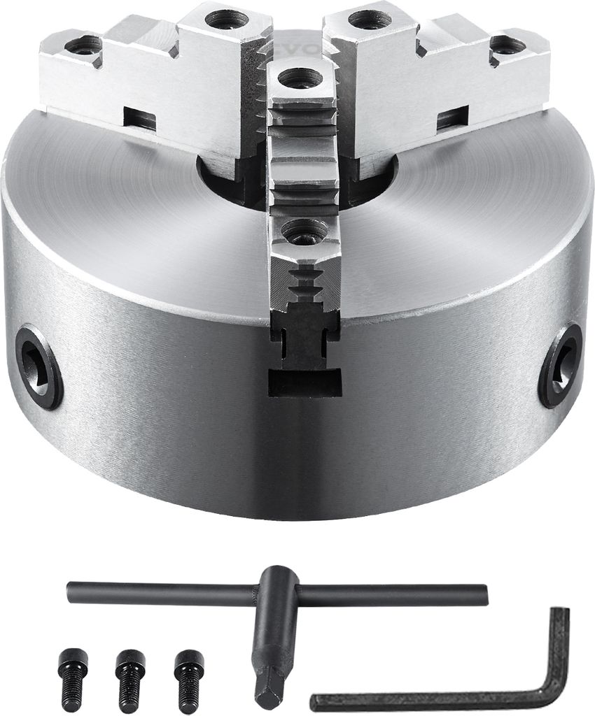 VEVOR Drehbankfutter K11-200 200mm Dreibackenfutter HT300-Material 3 Backenfutter Spannbereich 4–200mm 3-Backen, 20Cr, ≥53HRC φ65mm Bohrung Sp...