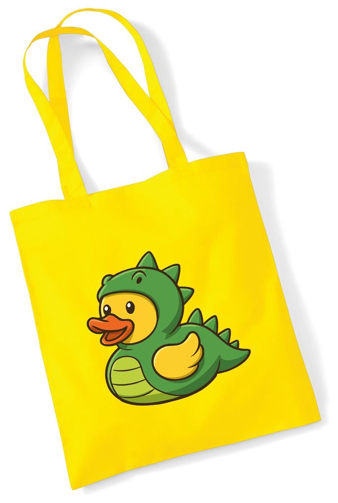 Huuraa Jutebeutel Quietscheente Dinosaurier Gummiente Gärtnerin 10 Liter Yellow Baumwolle Tasche Geschenkidee