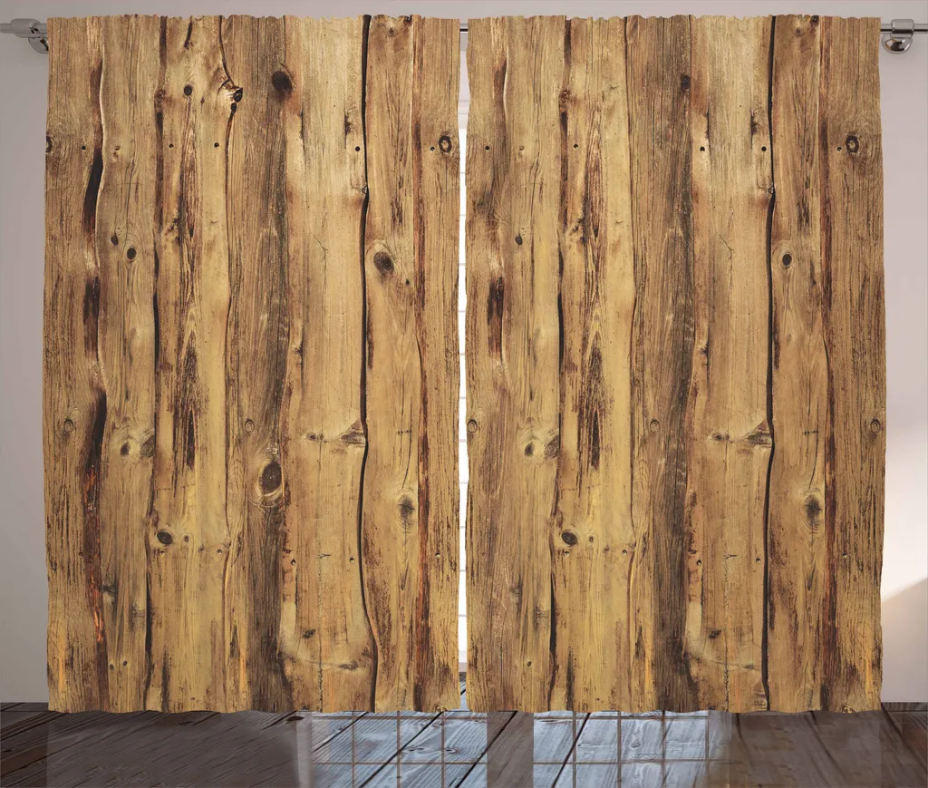 Rideau forêt en bois naturel brun cacao, grand format 280x225cm universel