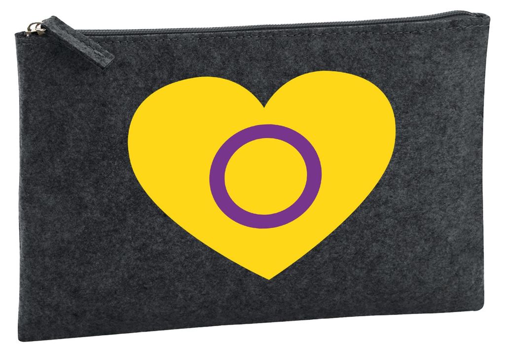Huuraa Kulturbeutel Inter Pride Flagge LGBTQ Herz 1 Liter Charcoal Filz Kosmetiktasche Geschenkidee