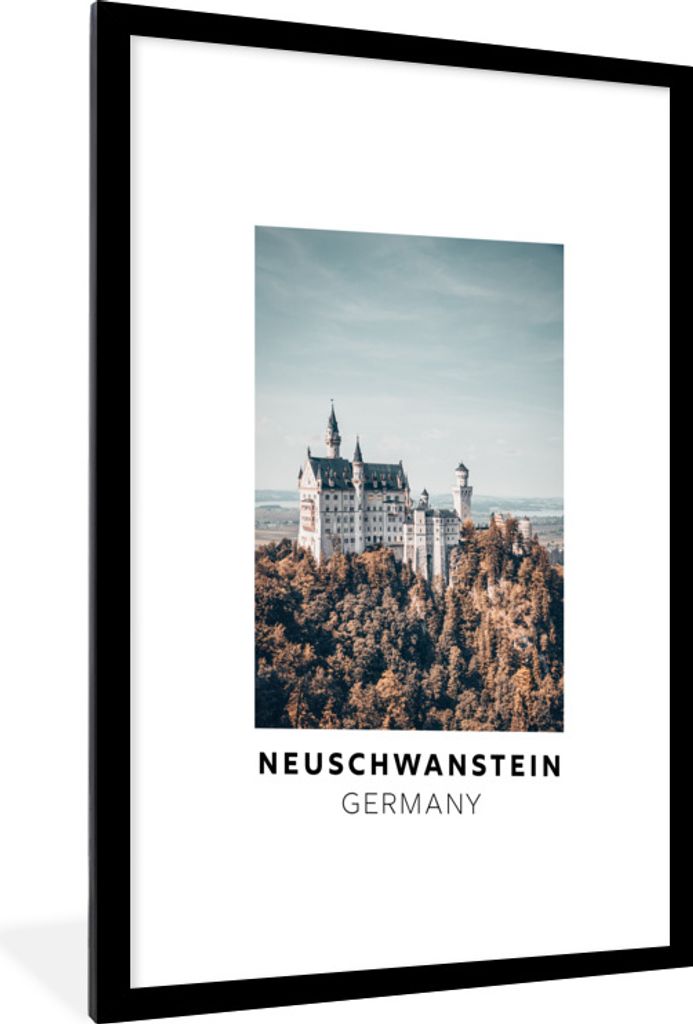 MuchoWow Gerahmtes Poster Deutschland - Schloss - Wald 60x90 cm - Poster mit Schwarzem Bilderrahmen Wandposter Rahmen Foto Bilder - Dekoration - ...