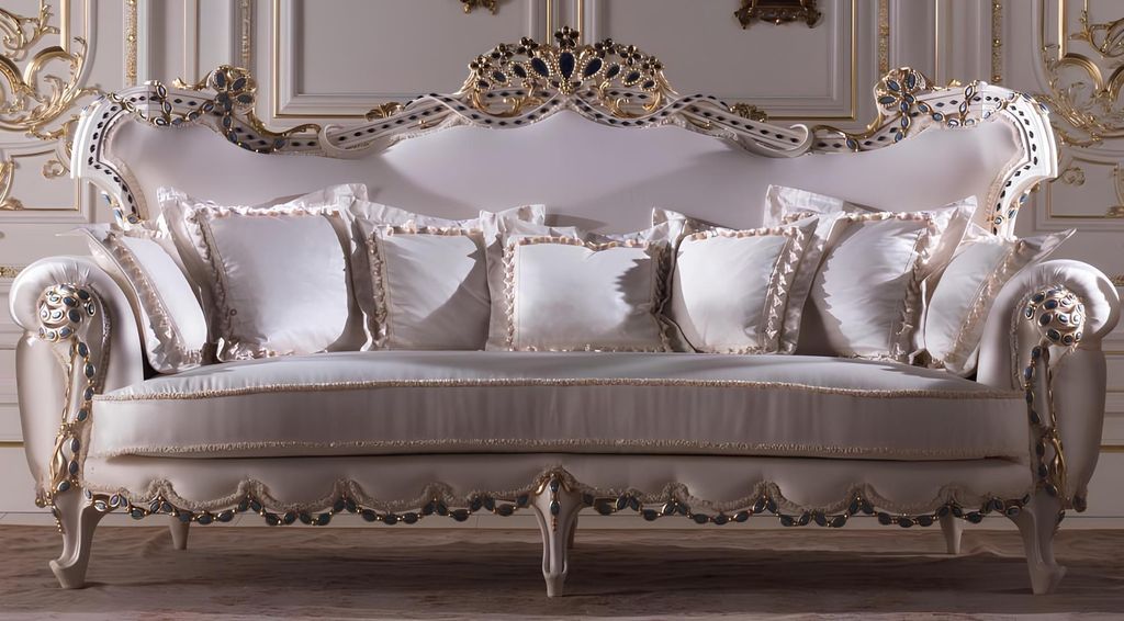 Chesterfield Klassischer Dreisitzer Sofa Wohnlandschaft Textilsofa 3 Sitz Barock