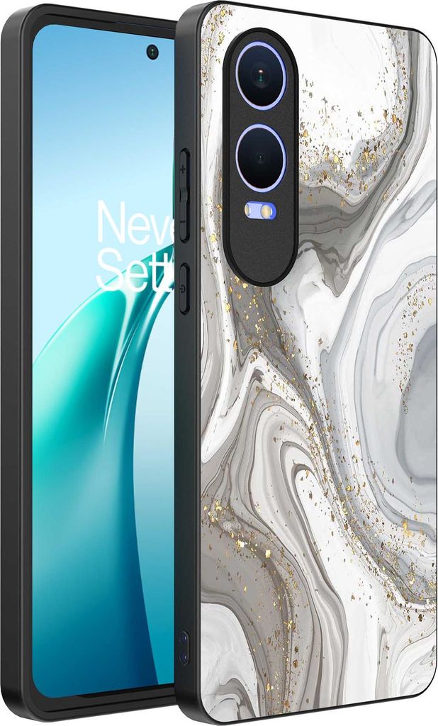 Smartphonica Telefon Fall geeignet für OnePlus Nord CE 4 Lite mit Marmor-Druck - TPU zurück Abdeckung Fall Marmor-Design - Silber