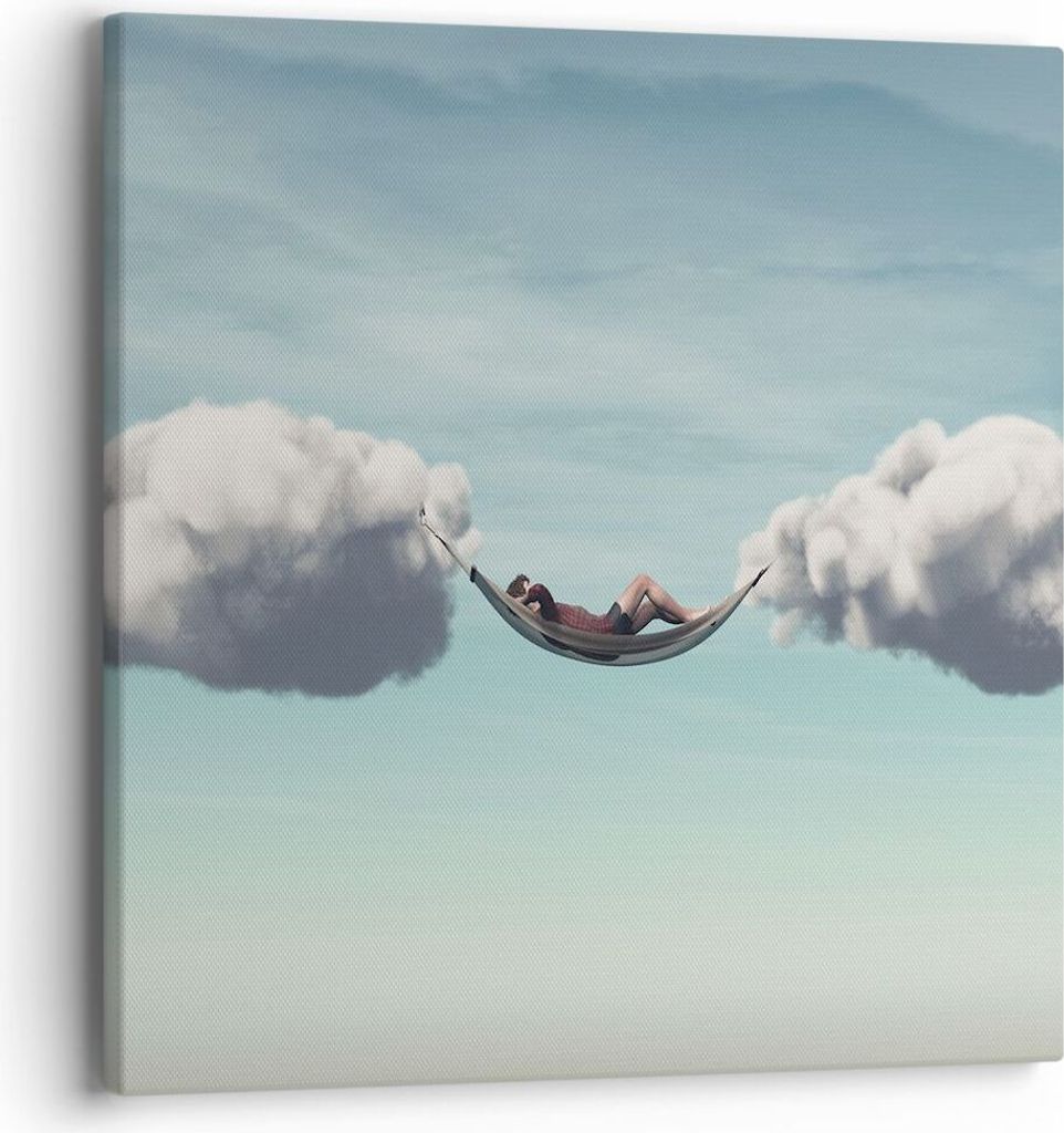 Bild auf Leinwand - Leinwandbild - Einteilig - Wolken Hängematte Ruhe - 40x40cm - Wand Bild - Wanddeko - Wandbilder - Leinwanddruck - Bilder - Wan...