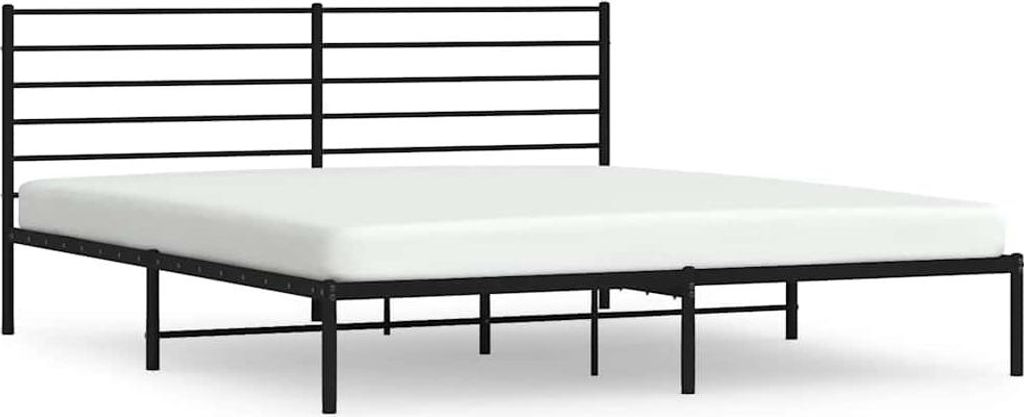 vidaXL Postel s čelem kovová černá 200x200 cm Obrázek produktu 