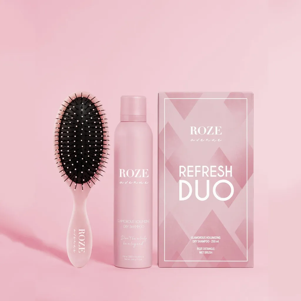 Kit Roze Avenue: Shampoo Secco Volumizzante + Spazzola Rosa Vegan