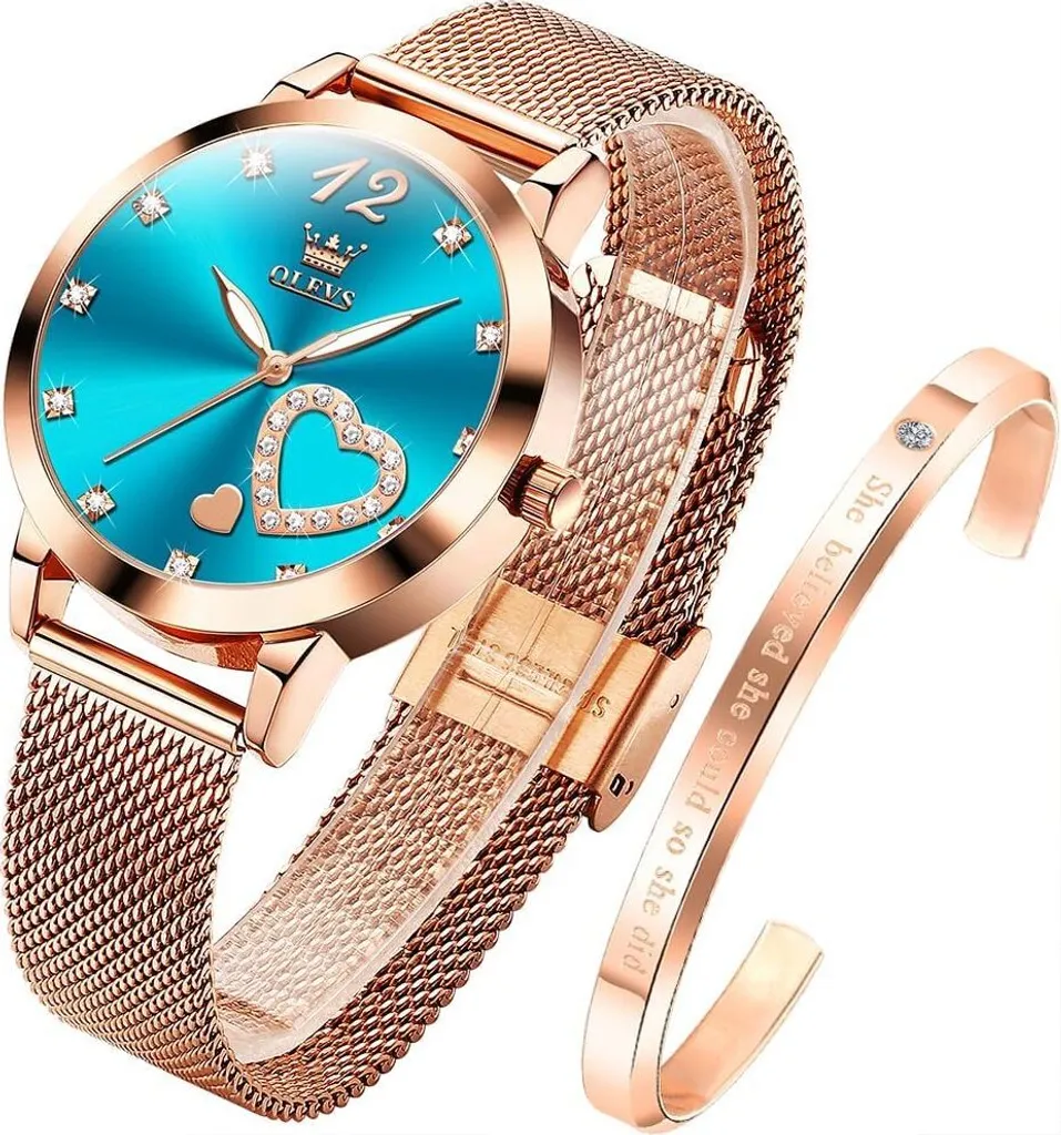 Orologio Donna in Acciaio Inox con Diamanti - Set Regalo Impermeabile