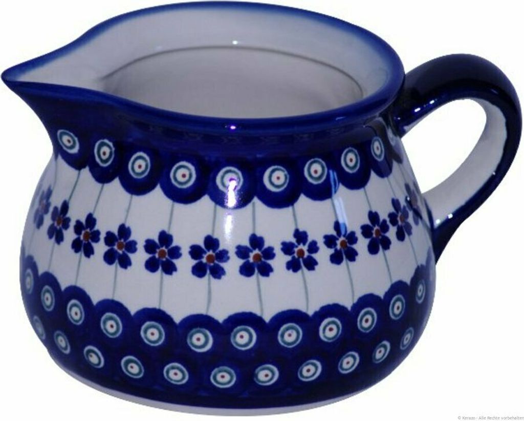 Original Bunzlauer Keramik 600 ml Milchkanne Sahnegießer Krug Teekanne 16,3x10,2 cm Dekor 166a