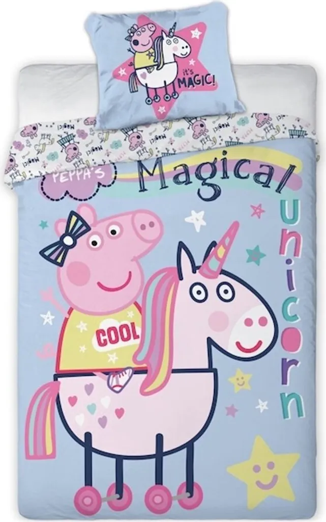 Set Letto Peppa Pig 1337 Faro 140x200: Copripiumino Cotone 100% Unicorno