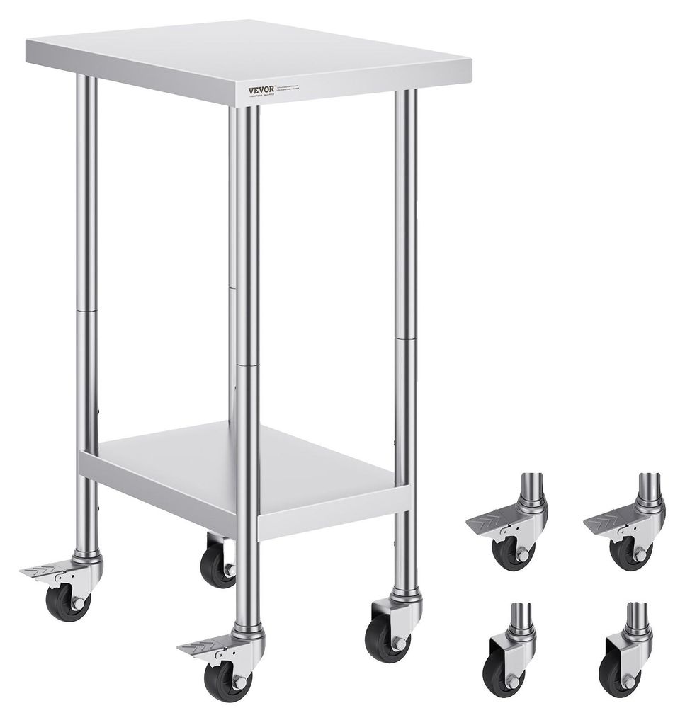 Mesa de trabajo VEVOR de acero inoxidable, mesa de Imagen del producto 