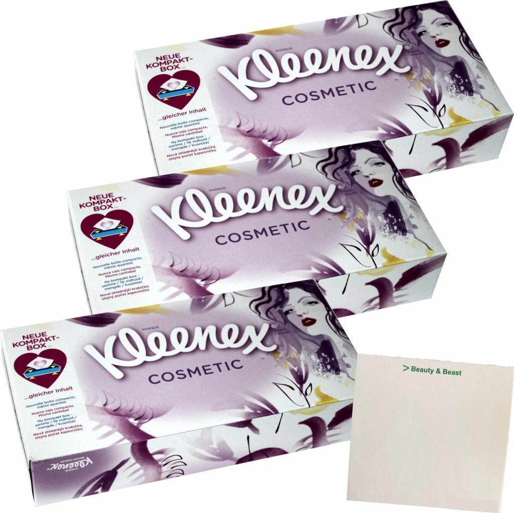 Kleenex Kosmetiktücher 3er Pack (3x80Stk Box) + usy Block