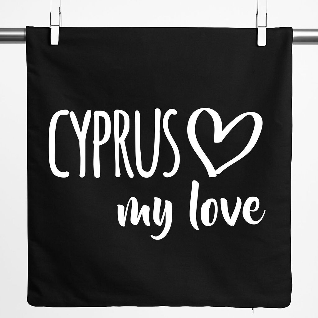 Huuraa Kissenbezug Cyprus my love 40x40cm Black Baumwolle Dekokissenbezug Geschenkidee
