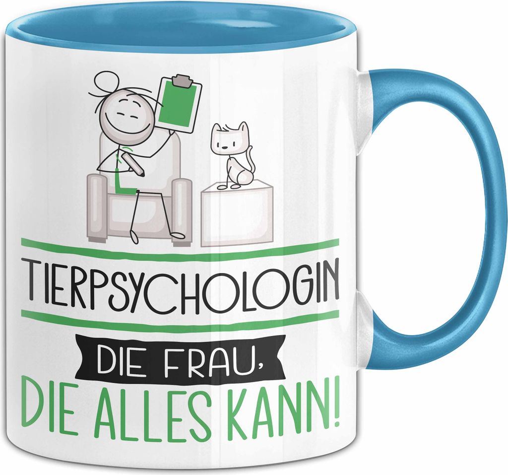 Tierpsychologin Geschenk Tasse Becher Die Frau Die Allen Kann Geschenkidee für eine Tierpsychologin Lustig (Blau)